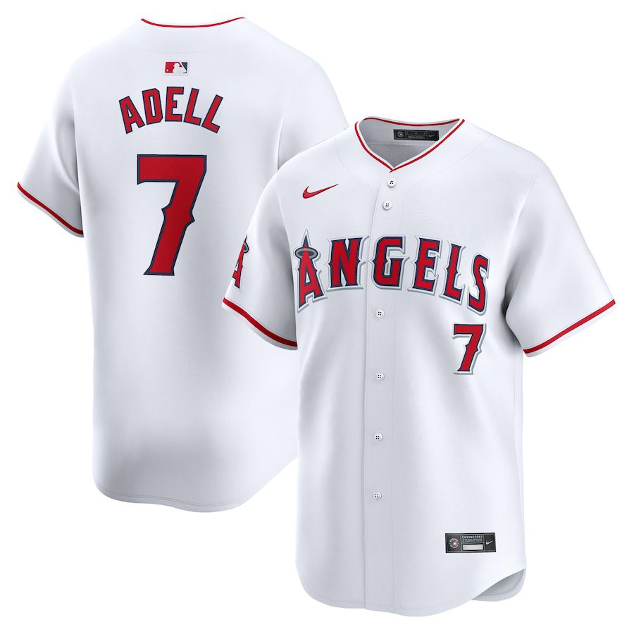 Men Los Angeles Angels 7 Jo Adell Nike White Home Limited Player MLB Jersey